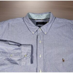 Polo Ralph Lauren Long Sleeve Button Down Mens 2XL Purple Classic Flesh Pony